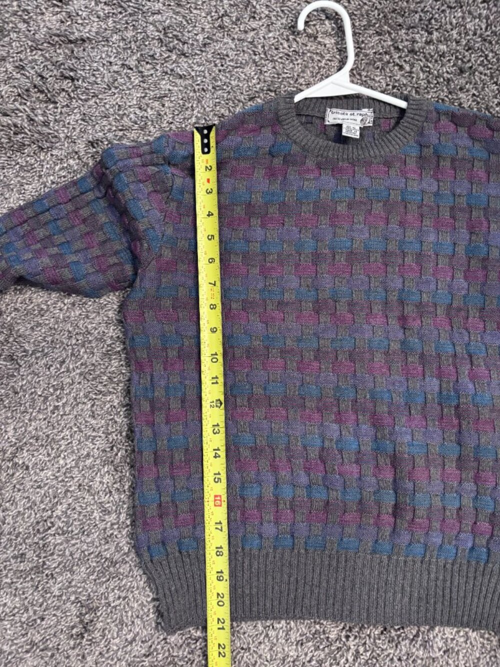 Tricots St Raphael Women's Geometric Wool Sweater S Vintage Grandpa Preppy Warm - Picture 5 of 6